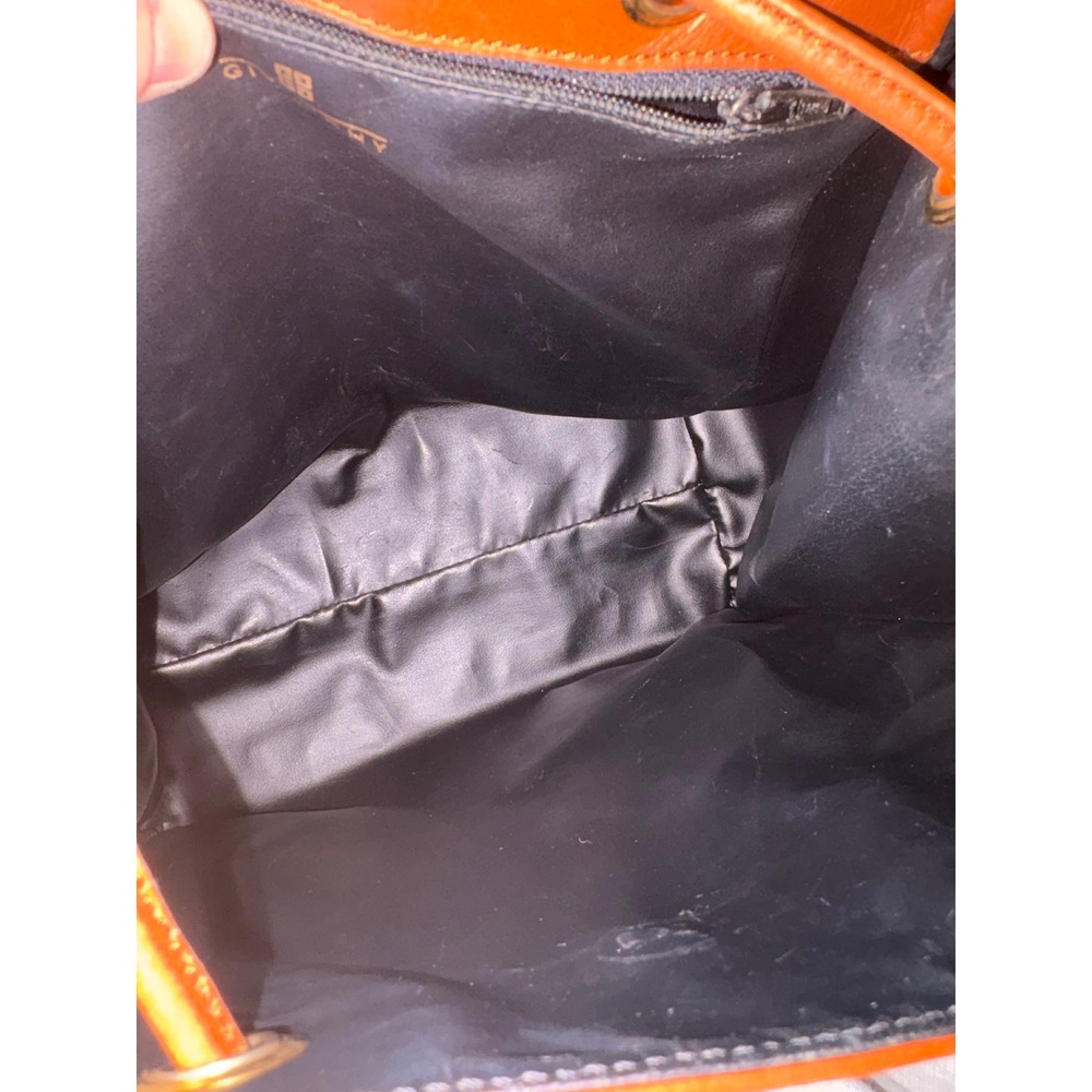 Givenchy Vintage Tan Leather Drawstring Backpack Gold Hardware Studded Logo‎ - Picture 9 of 16